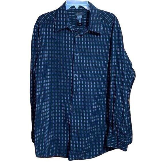 Axcess Mens Dress Shirt Striped Long Sleeve Button Down Collared Black XL - Picture 1 of 5